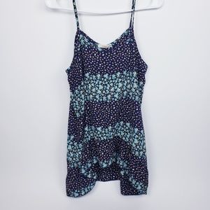 Orange Creek Blue Floral Spaghetti StrapTank Top